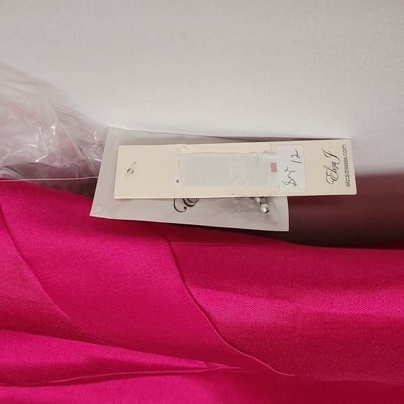 𝅺Eliza J Fuschia Embellished Neck Mikado Gown - Picture 9 of 13